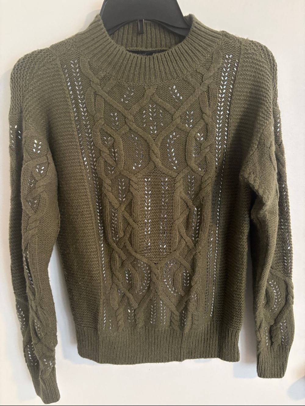 White House Black Market Olive Green Ribbed Sweater